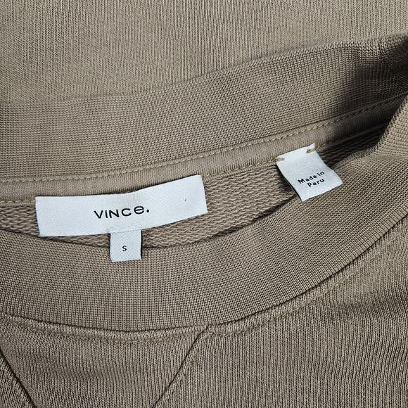 Vince Women’s 100% Cotton Crewneck Sweatshirt Tan Beige Pullover Small S - Picture 3 of 6